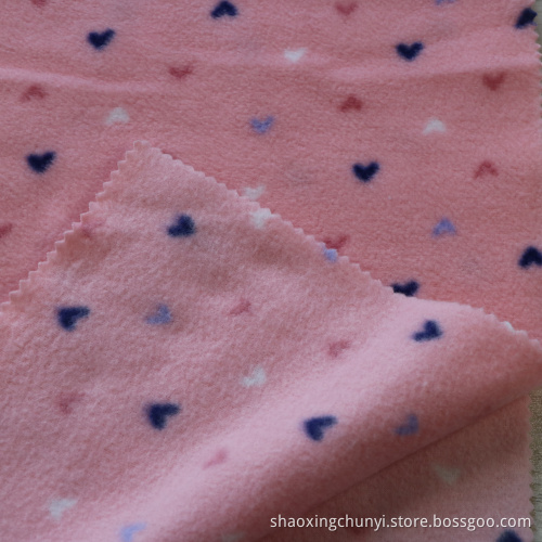 100 Polyester kleines Herzmuster weicher und dehnbarer Druck -Ploar -Fleece -Stoff für die Färbung der maßgeschneiderten Farbe